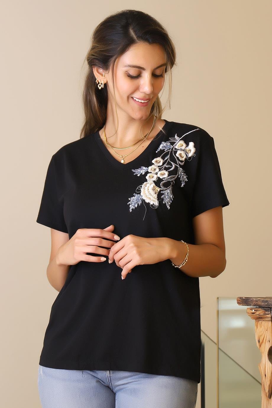 LADERRA45-2Y5 LADERRA T-SHIRTSİYAH