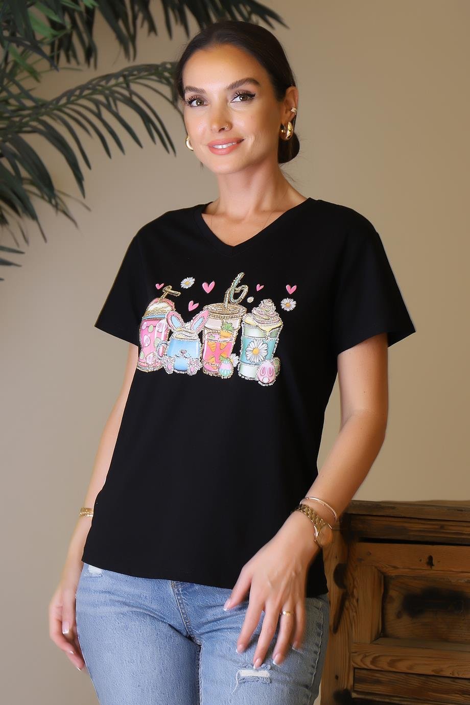 LADERRA59-2Y4 LADERRA T-SHIRTSİYAH