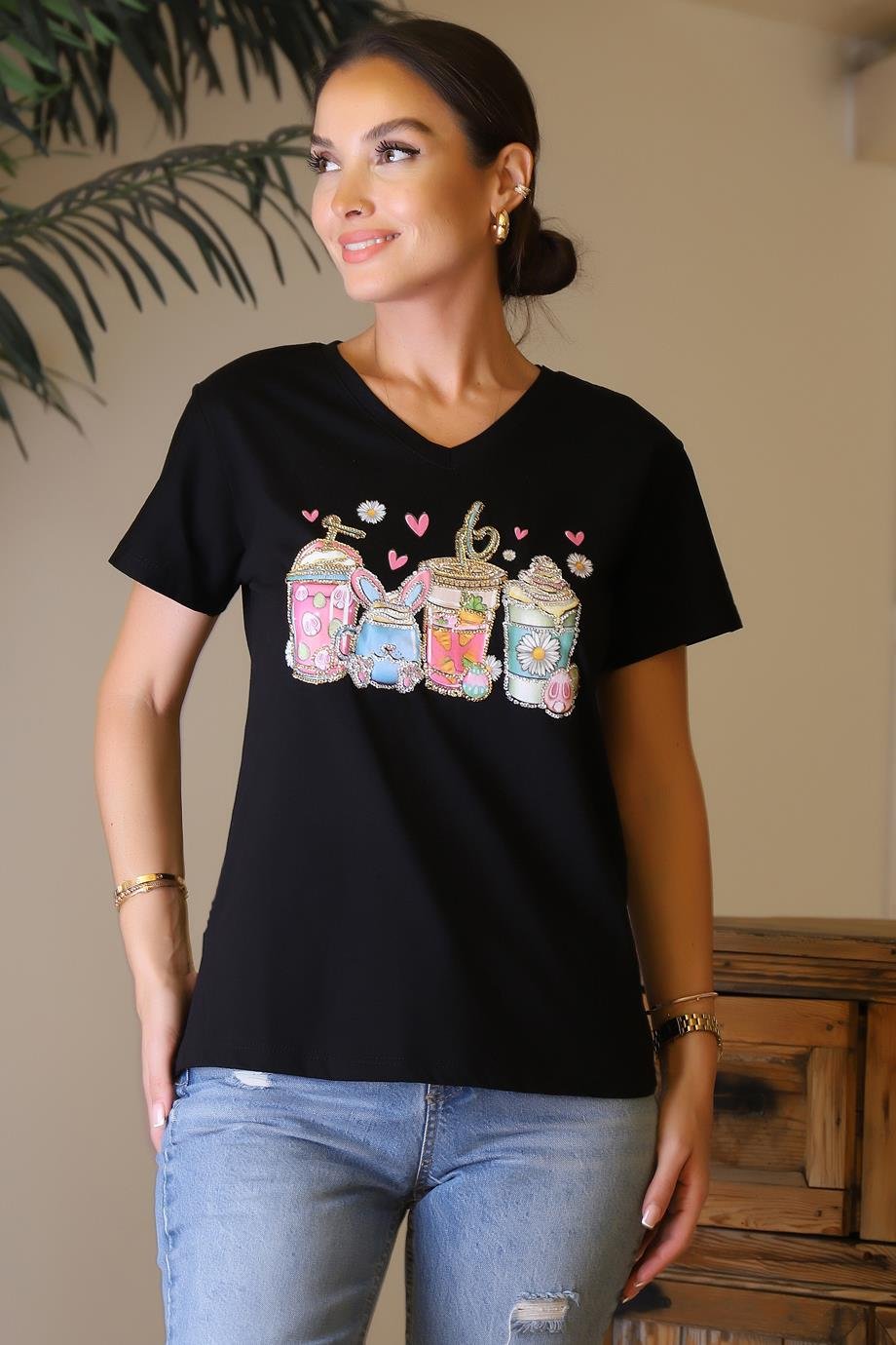 LADERRA59-2Y4 LADERRA T-SHIRTSİYAH