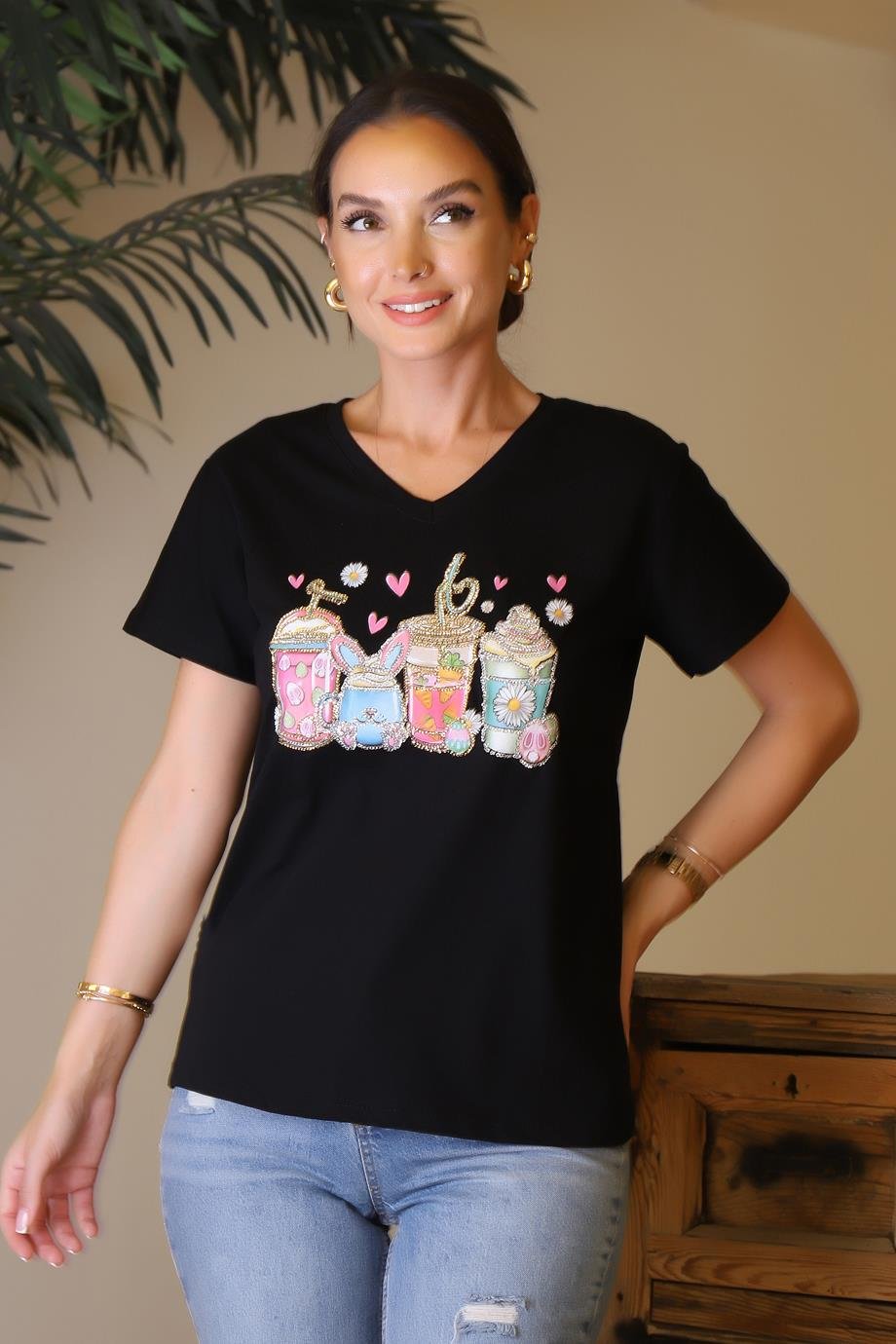 LADERRA59-2Y4 LADERRA T-SHIRTSİYAH