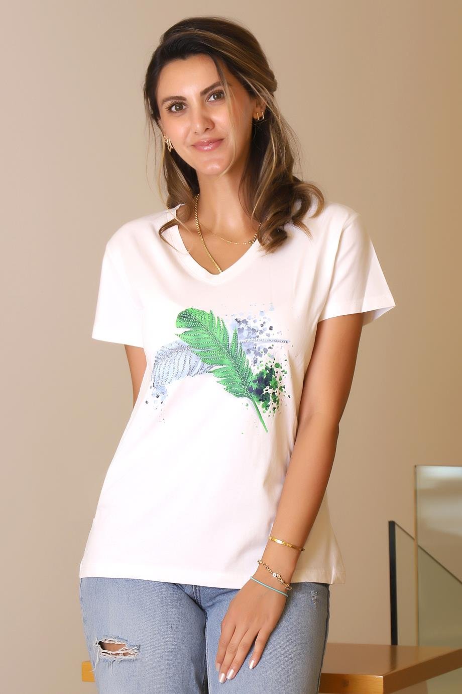 LADERRA64-2Y5 LADERRA TSHIRTBEYAZ