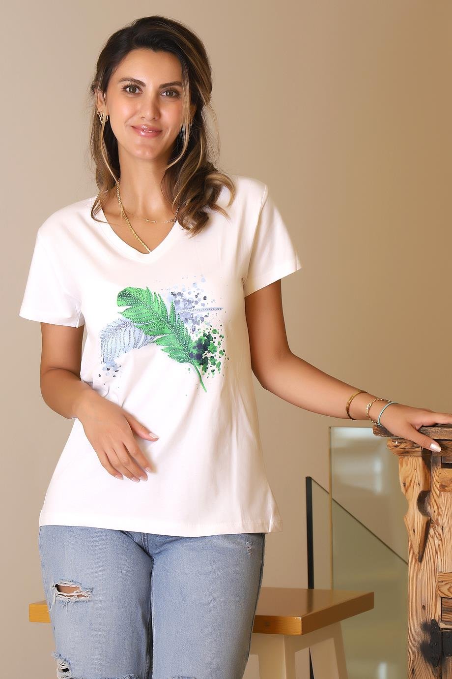 LADERRA64-2Y5 LADERRA TSHIRTBEYAZ