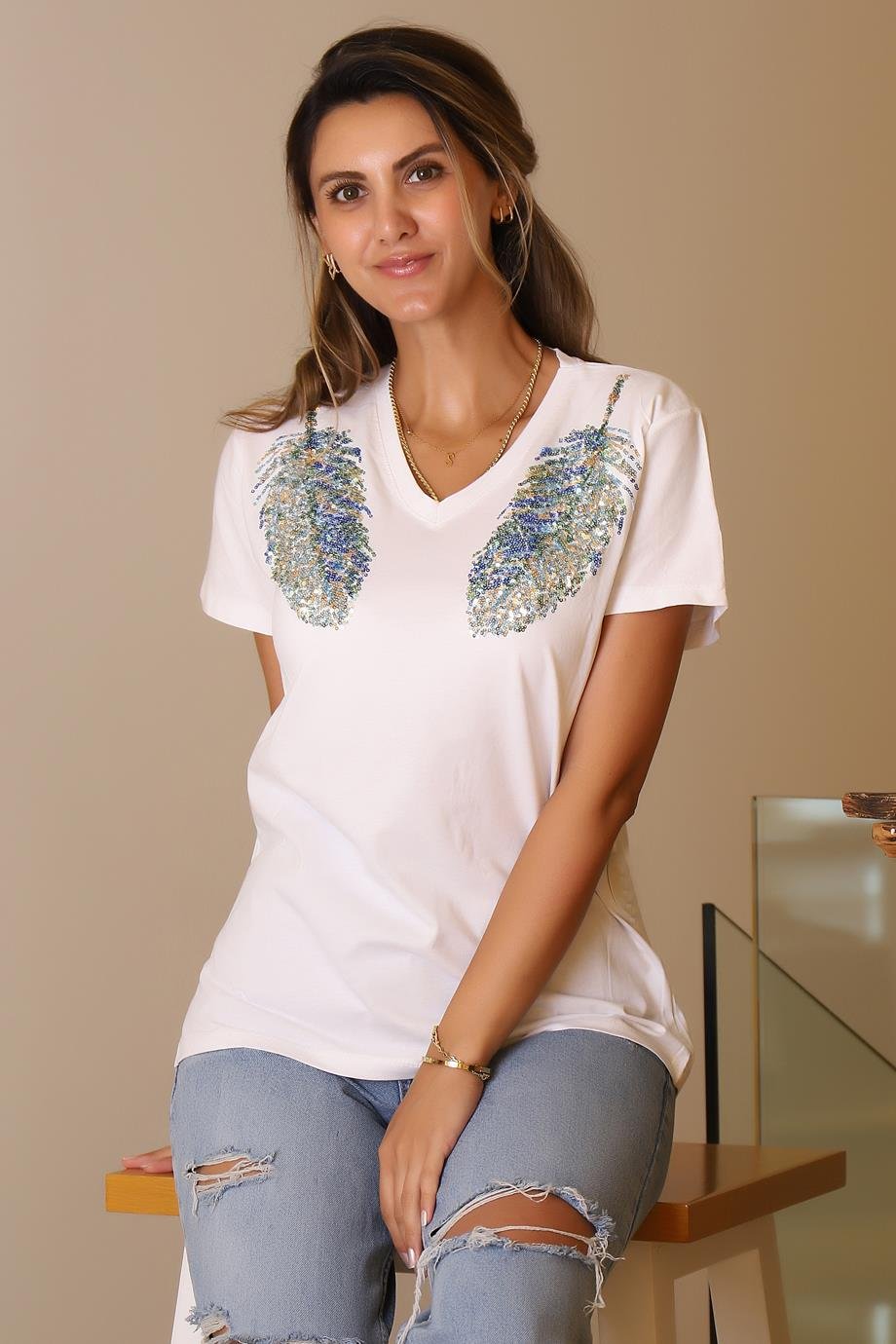 LADERRA66-2Y5 LADERRA T-SHIRTBEYAZ