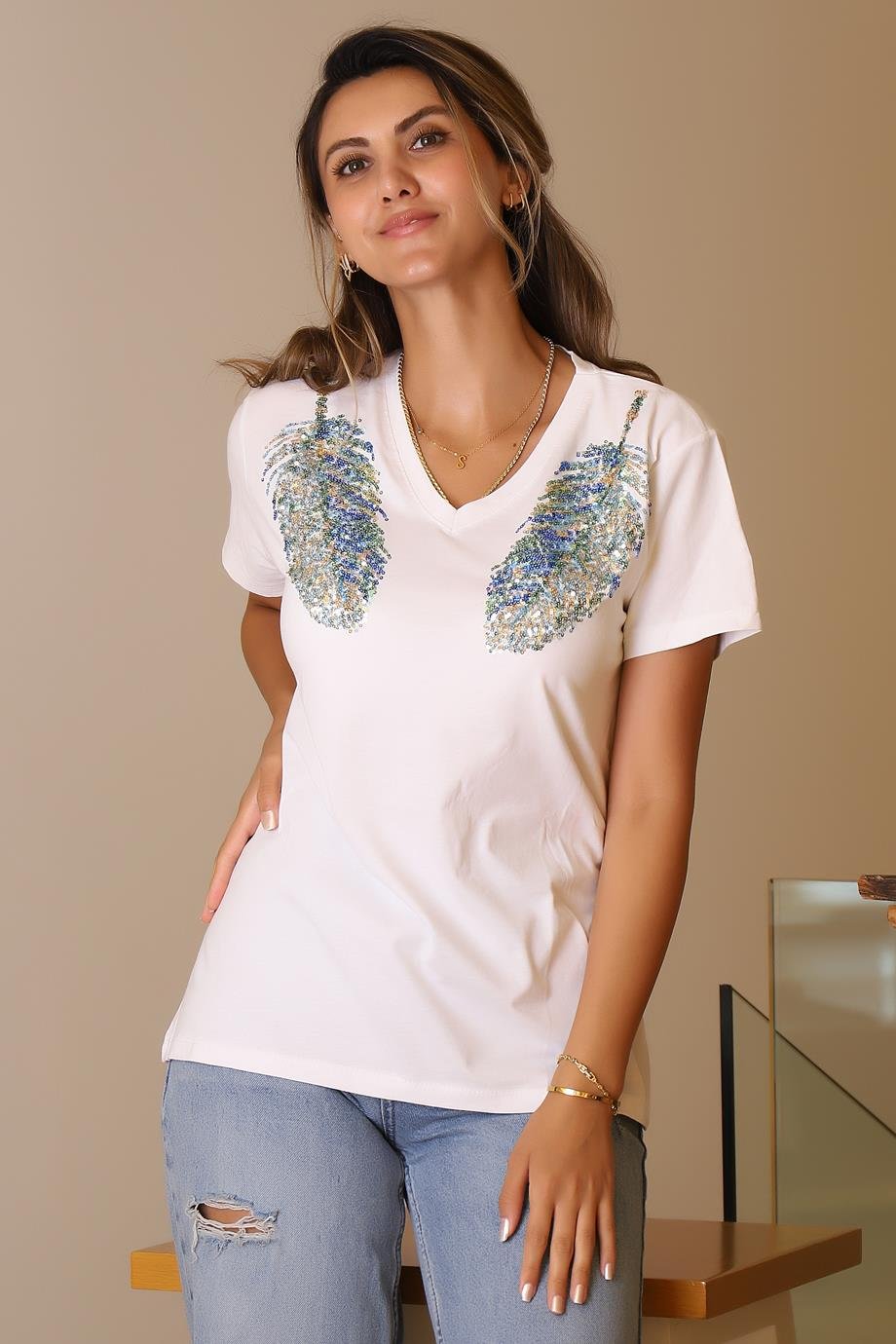 LADERRA66-2Y5 LADERRA T-SHIRTBEYAZ