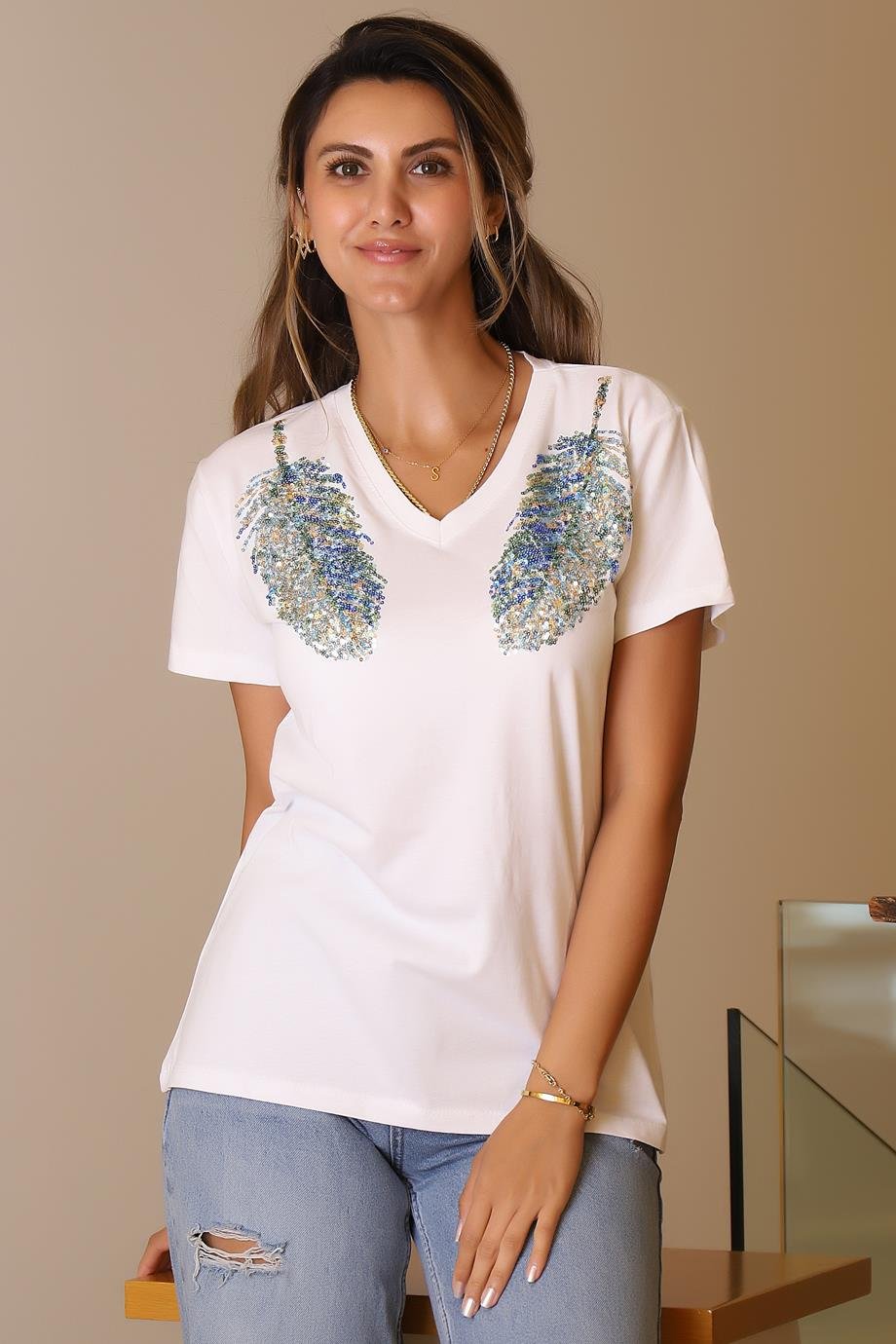 LADERRA66-2Y5 LADERRA T-SHIRTBEYAZ