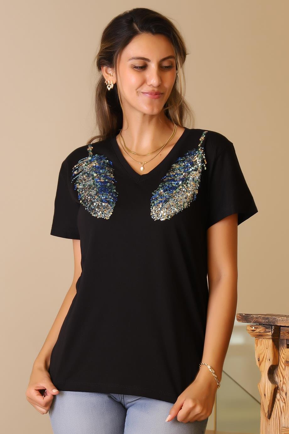 LADERRA66-2Y5 LADERRA T-SHIRTSİYAH