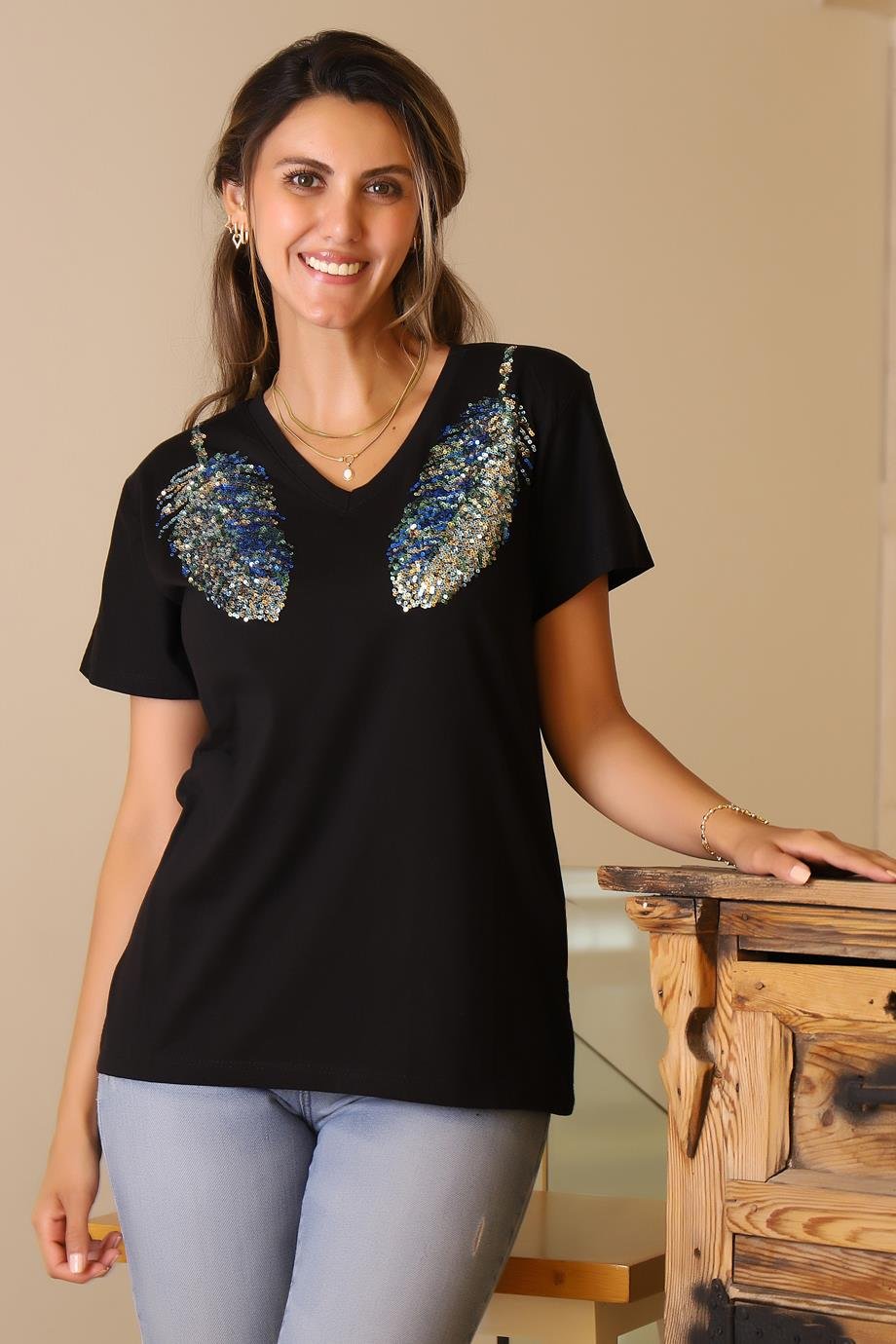 LADERRA66-2Y5 LADERRA T-SHIRTSİYAH