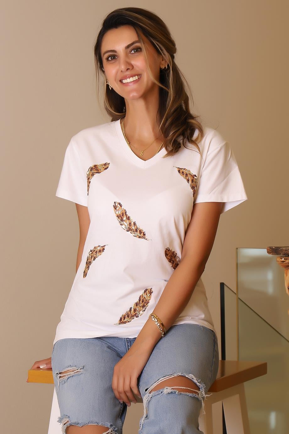 LADERRA85-2Y5 LADERRA T-SHIRTBEYAZ