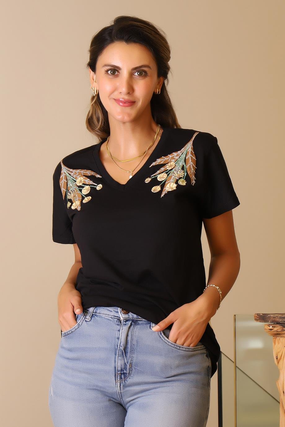 LADERRA91-2Y5 LADERRA T-SHIRTSİYAH