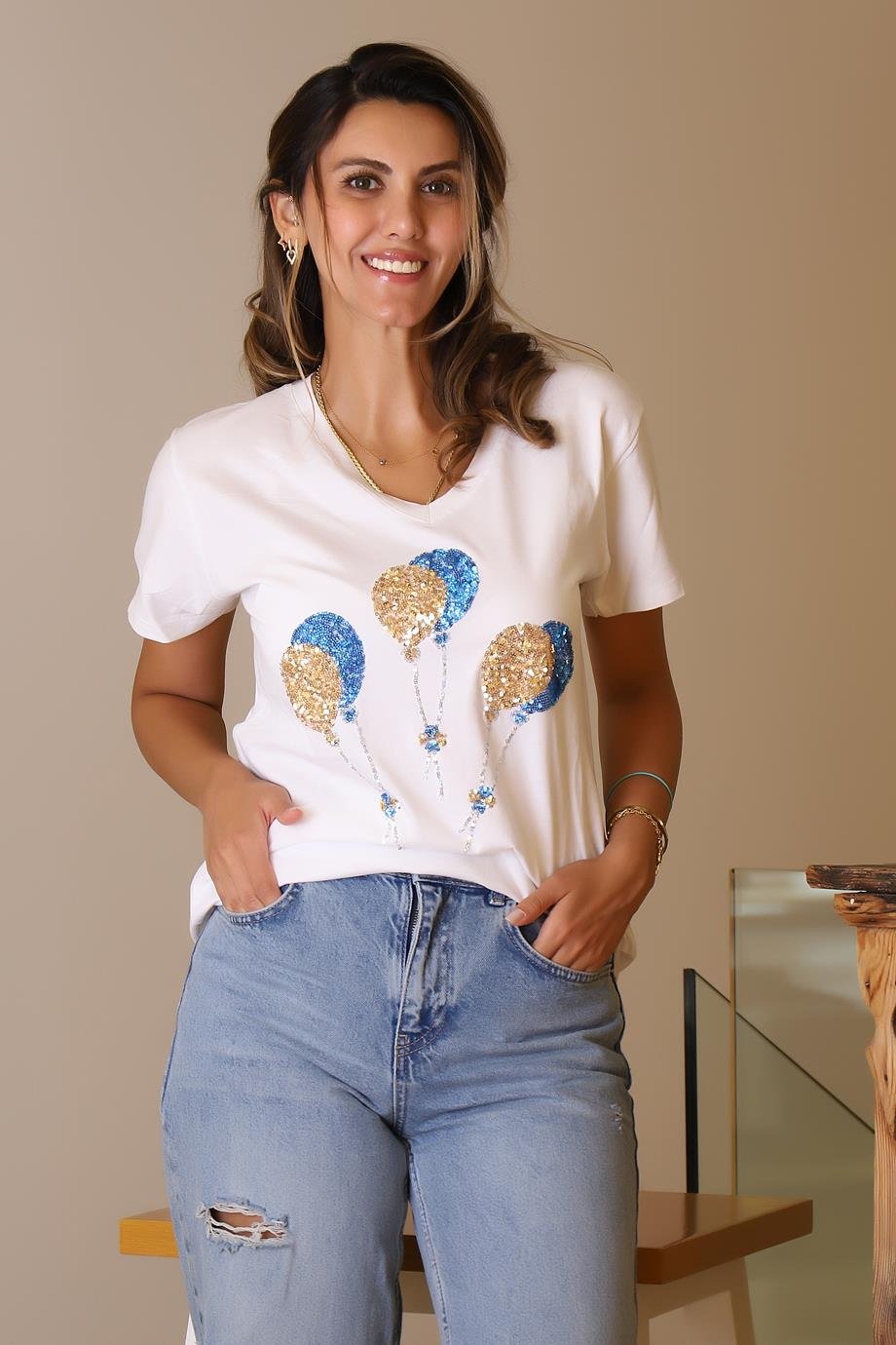 LADERRA98-2Y5 LADERRA T-SHIRTBEYAZ