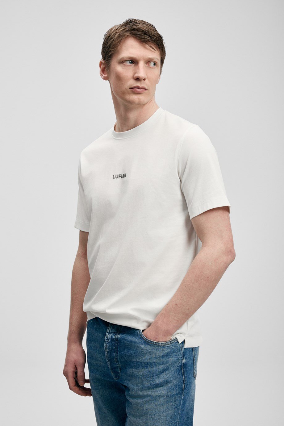 LUFİAN ERKEK111020322 MARCUS-2Y6 LUFIAN T-SHIRT-KIRIK BEYAZ