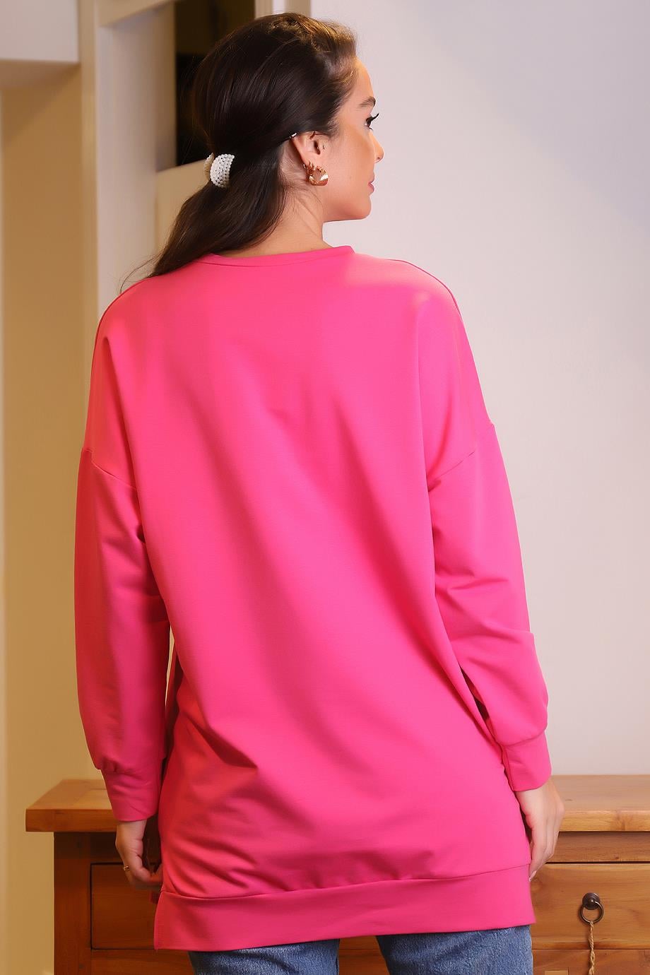 MAGAZİN6948-2K4 MAGAZİN SWEATFUŞYA