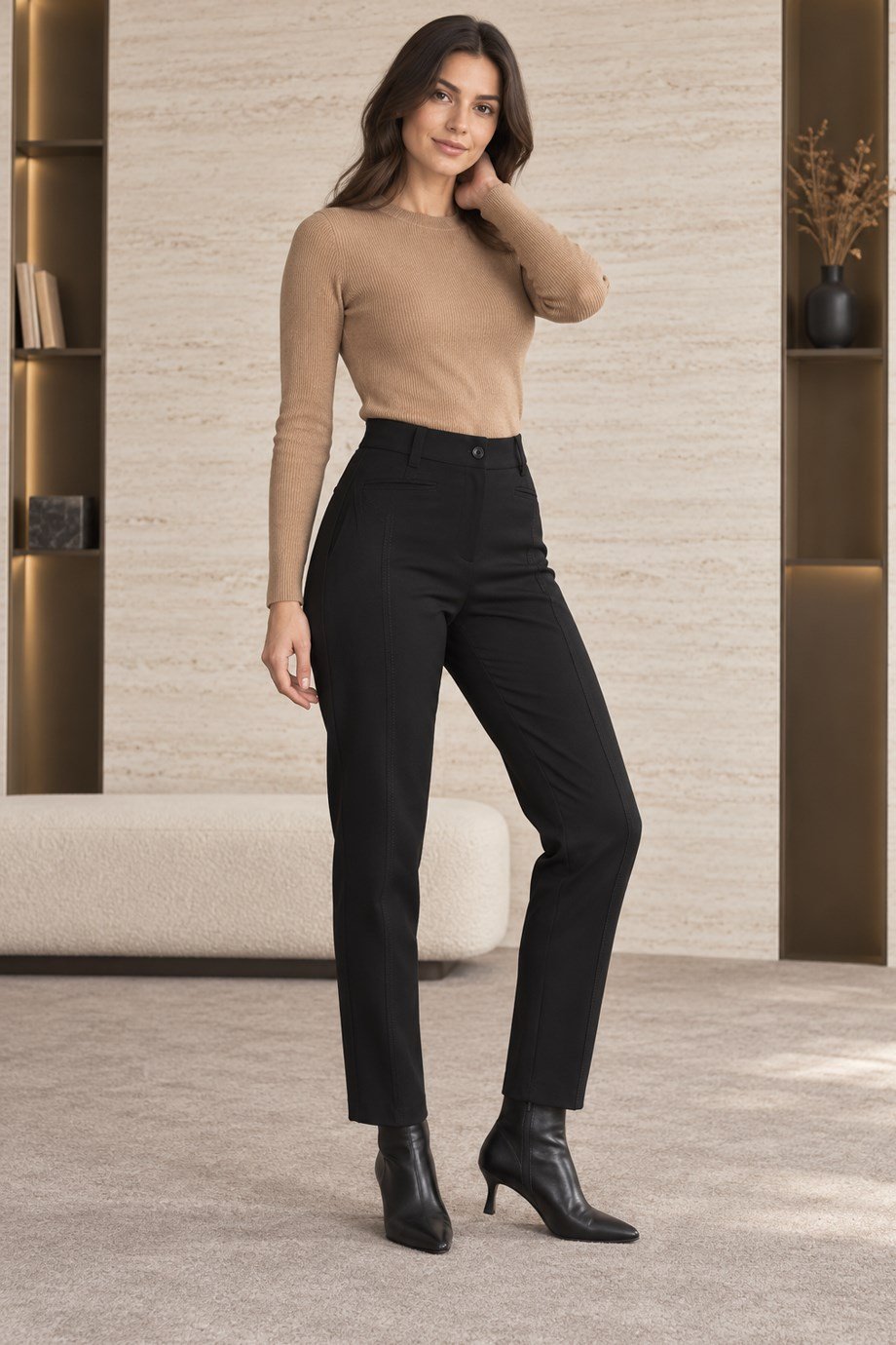 MEZRO9003-2K7 SERPİL TANRIVERDİ PANTOLON-SİYAH