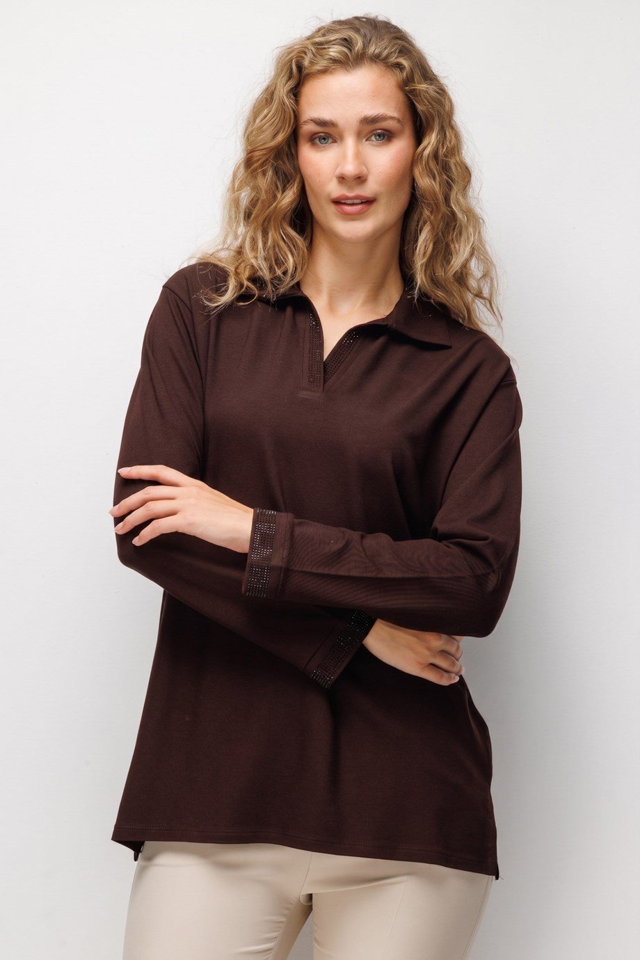 MUTLU ERTAN30512-2K7 MUTLU ERTAN BLUZ-KAHVE