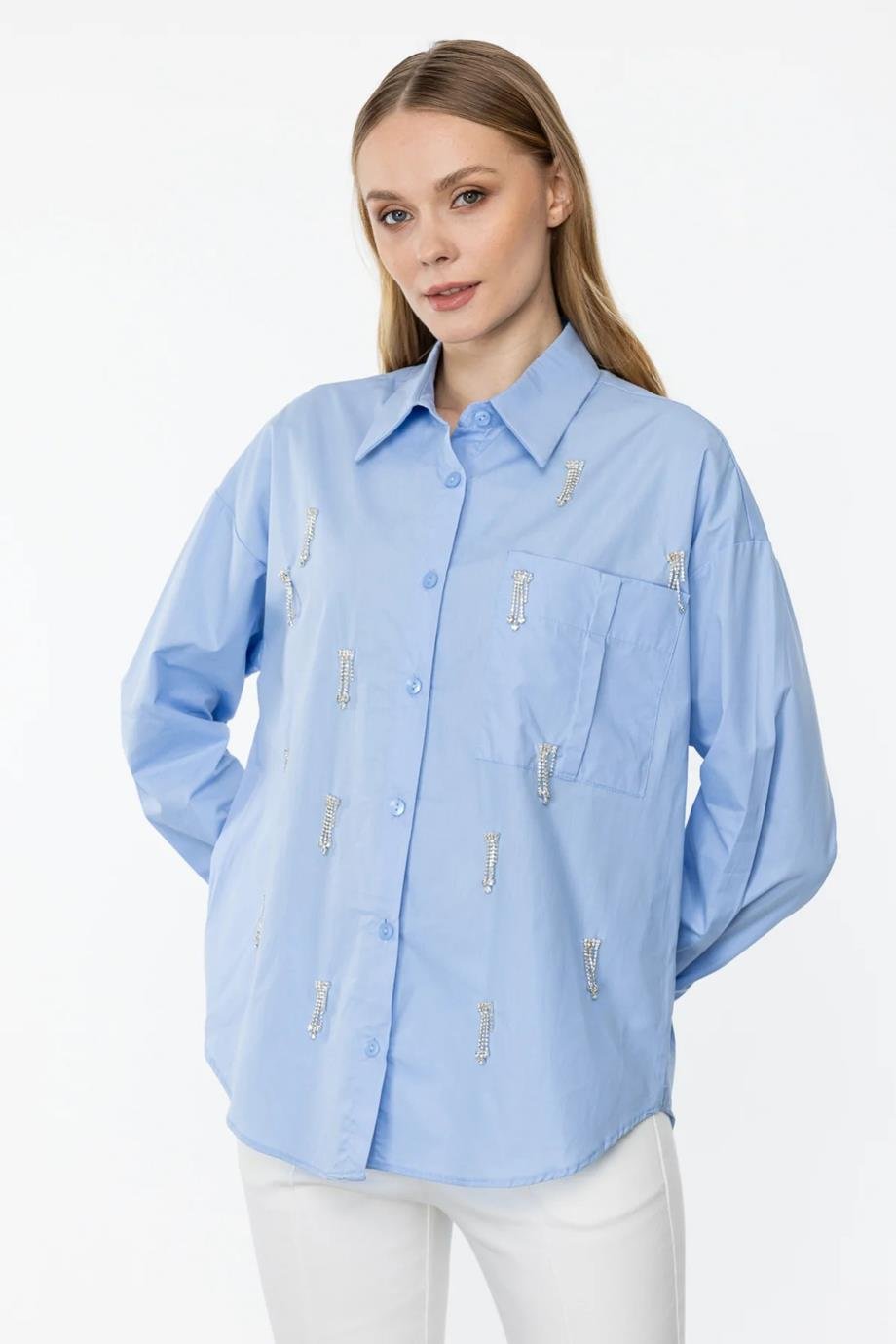 ONTEKS32392-2Y4 ONTEKS GÖMLEKMAVİ