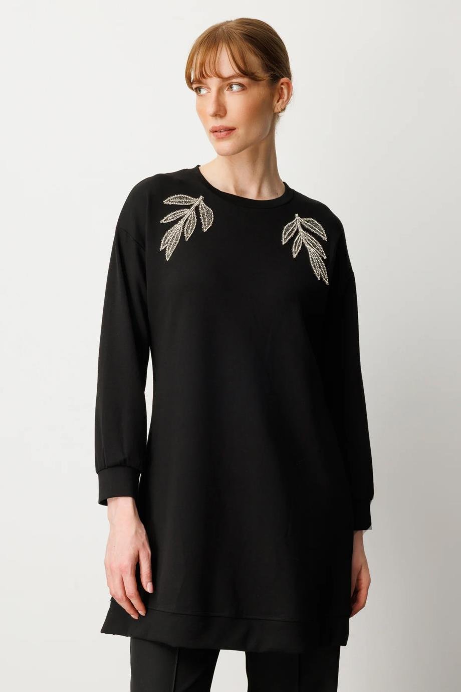 ONTEKS66432-2K6 ONTEKS TUNİK-SİYAH