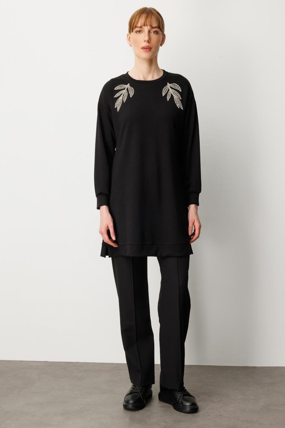 ONTEKS66432-2K6 ONTEKS TUNİK-SİYAH