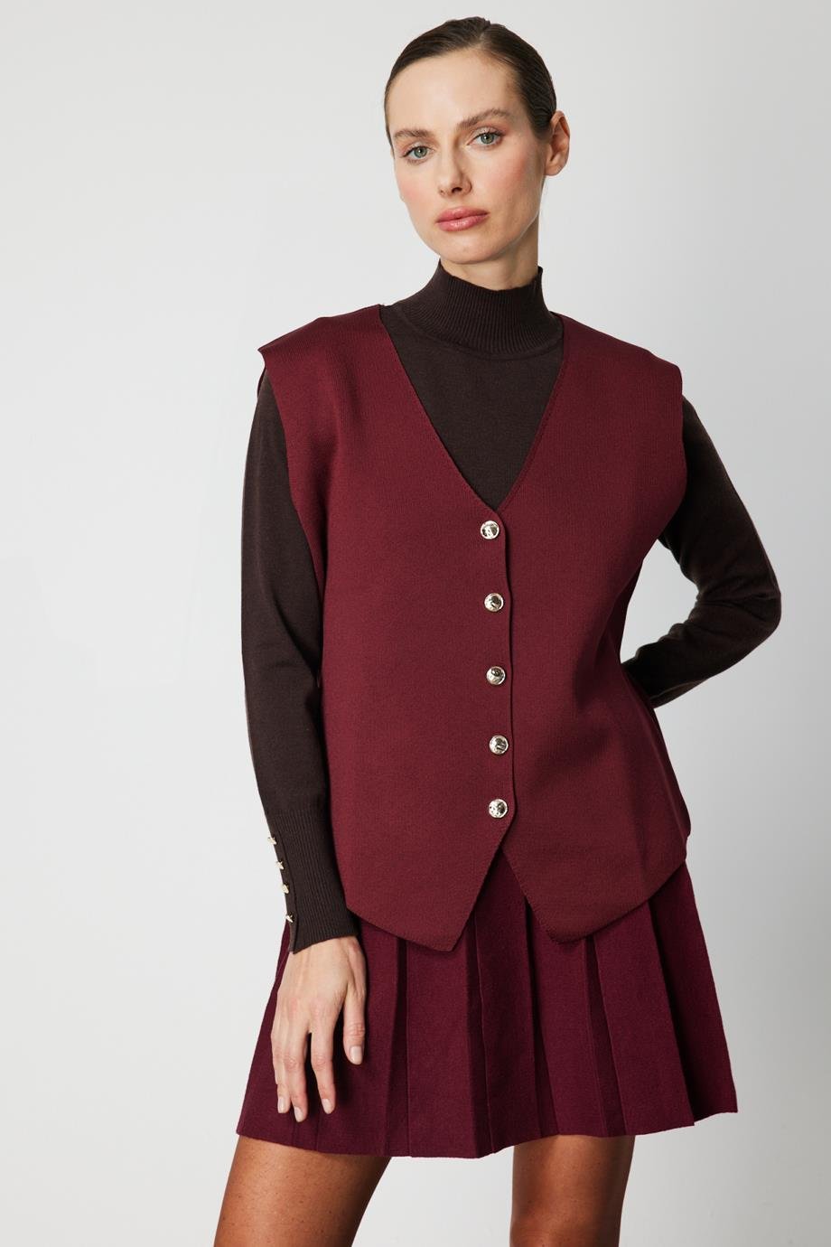 ONTEKS66915-2K6 ONTKES YELEK-BORDO