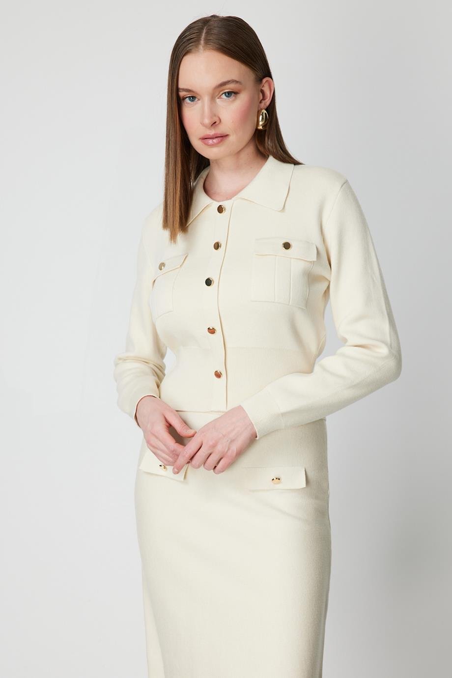 ONTEKS69507-2K6 ONTEKS CEKET-KREM