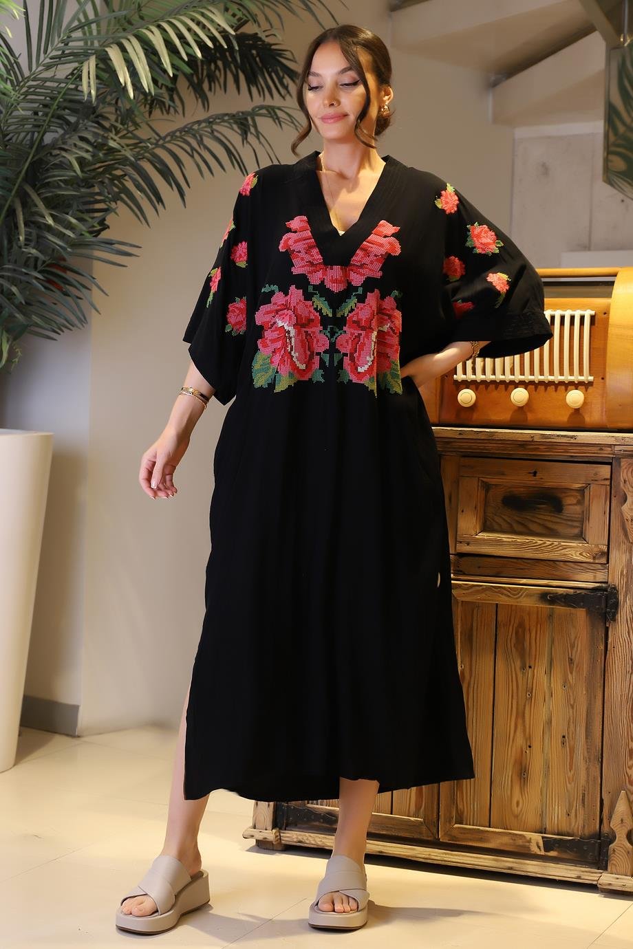 PARK MODA10391-2Y4 PARK MODA ELBİSESİYAH