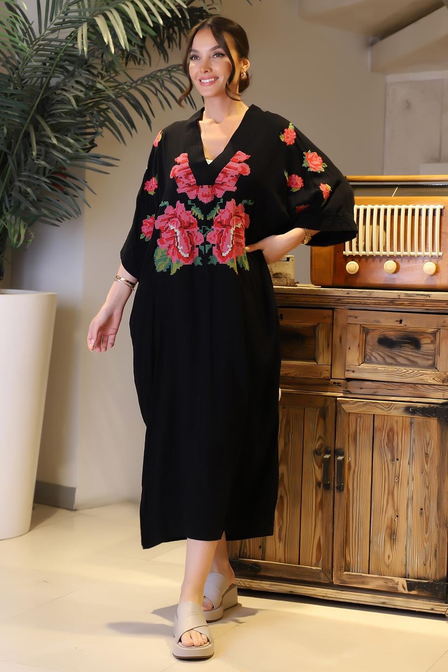 PARK MODA10391-2Y4 PARK MODA ELBİSESİYAH