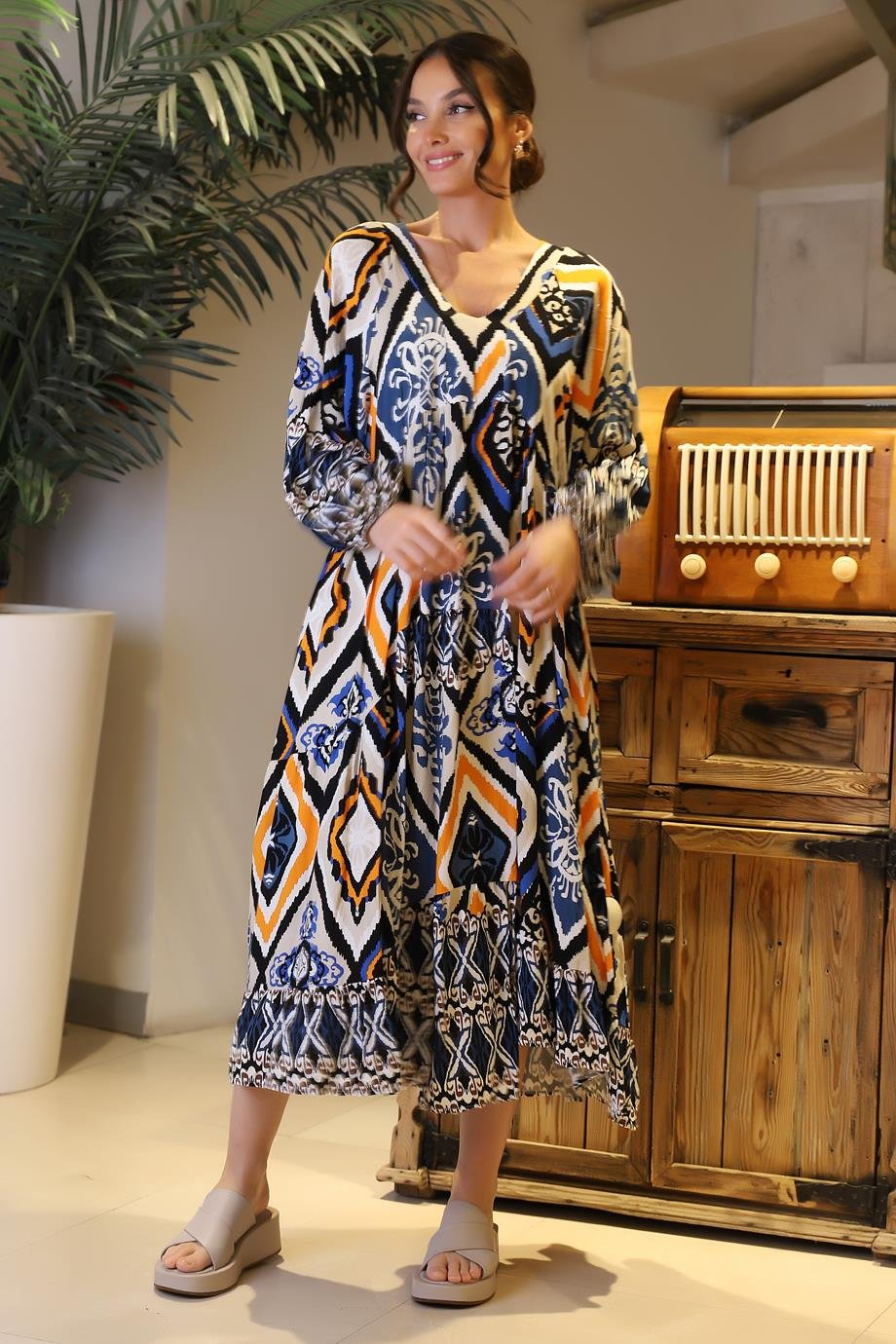PARK MODA10647-2Y4 PARK MODA ELBİSEMAVİ