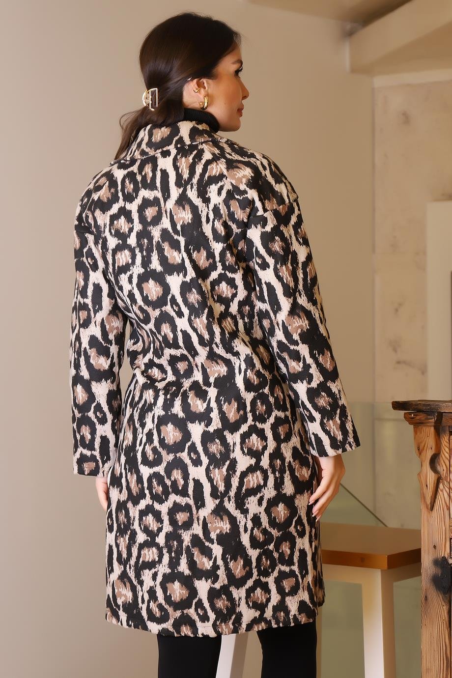 PINAR GİYİM181-2K5 PNR WOMEN KABANKAHVE LEOPAR