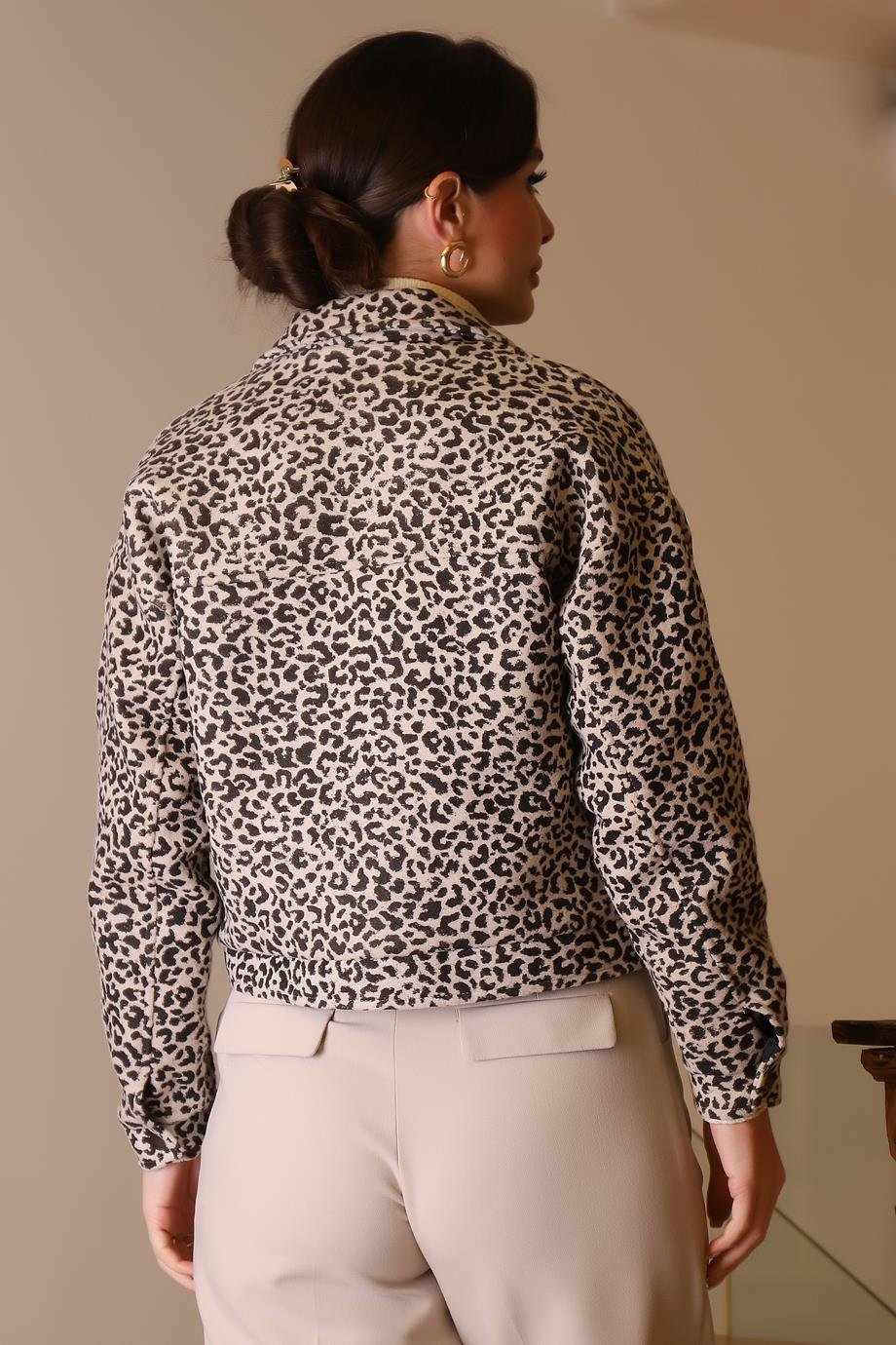 PINAR GİYİM184-2K5 PNR WOMEN KABANKAHVE LEOPAR