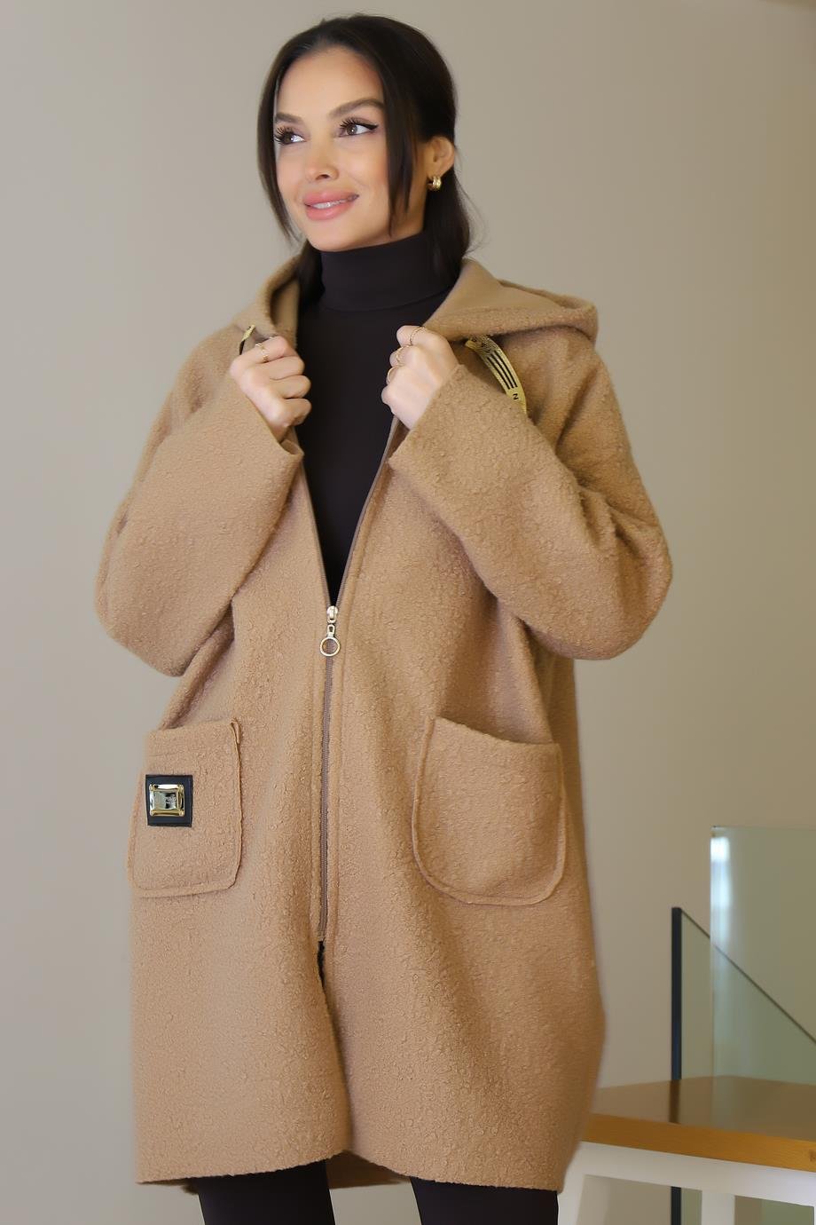 PINAR GİYİM194-2K6 PNR WOMEN CEKET-CAMEL