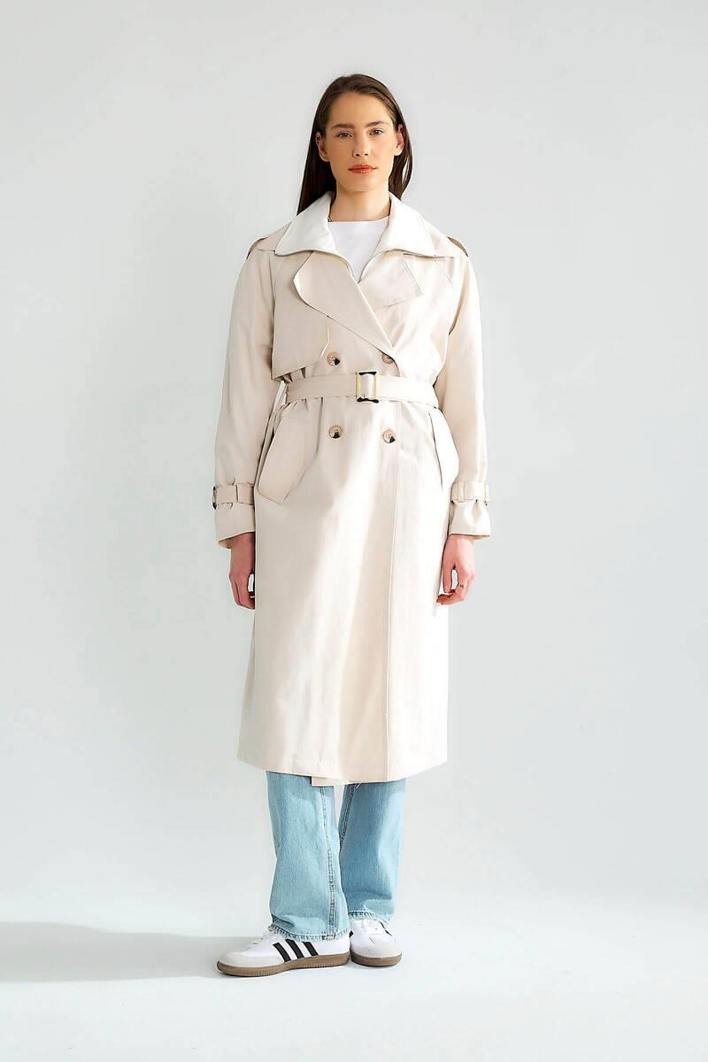 ROBİN-GEZİCİD87127-2K6 ROBİN TRENCH-TAŞ EKRU