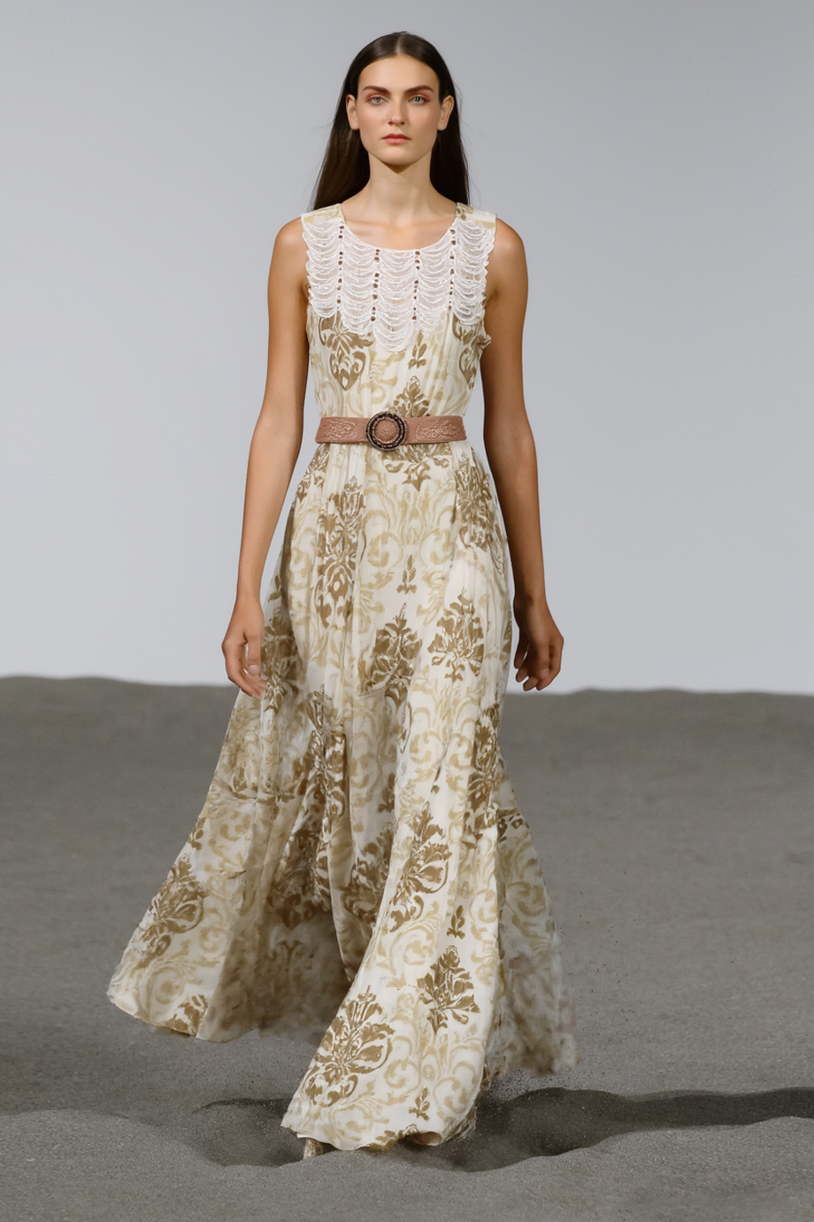 ROBİN-GEZİCİKOLSUZ KEMERLİ VİZON KADIN ELBİSE  M38628-2Y5