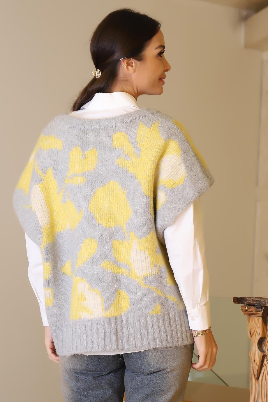 ROBİN-GEZİCİT93733-2K6 ROBİN GÖMLEK SÜVETER-GRİ SARI