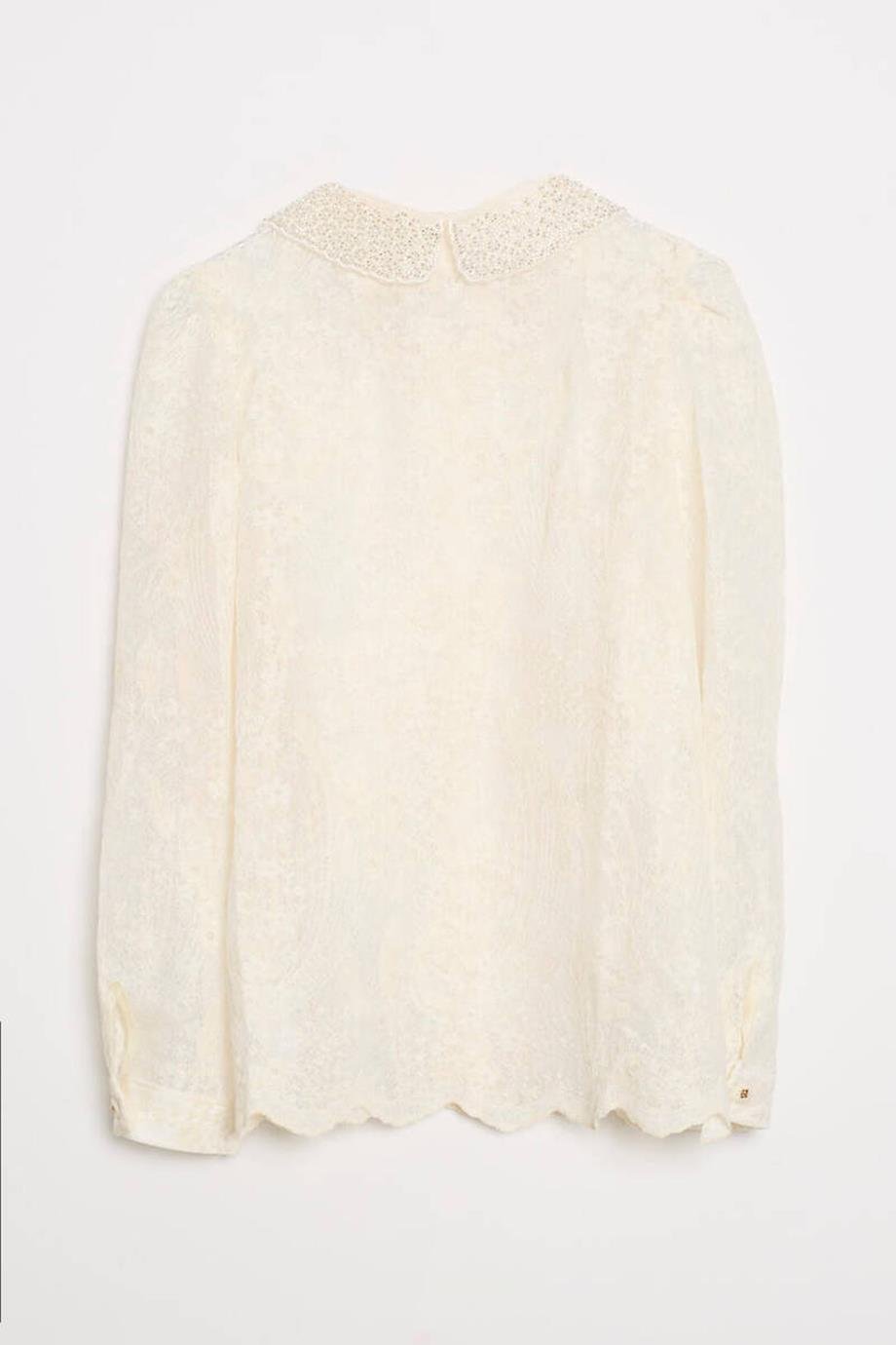 ROBİN-GEZİCİYAKASI BONCUK İŞLEMELİ NATURAL KADIN GÖMLEK   M38167-2Y5