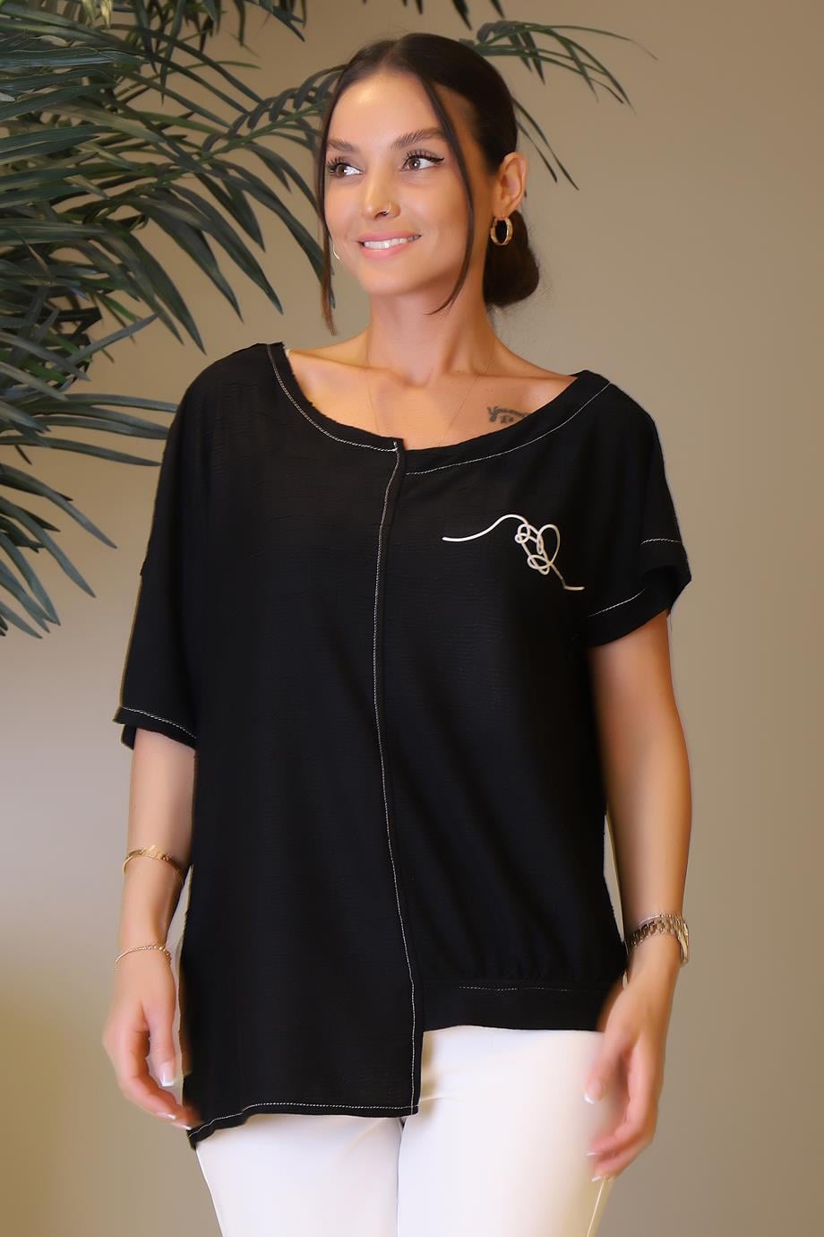 ROSE-2Y3 SOIE BLUZSİYAH