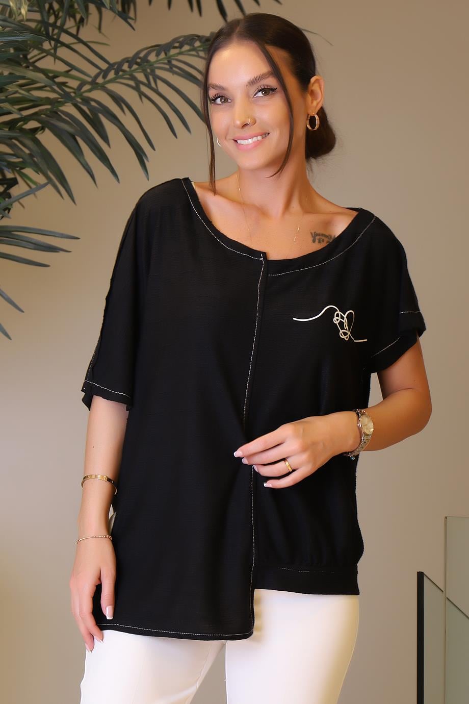 ROSE-2Y3 SOIE BLUZSİYAH