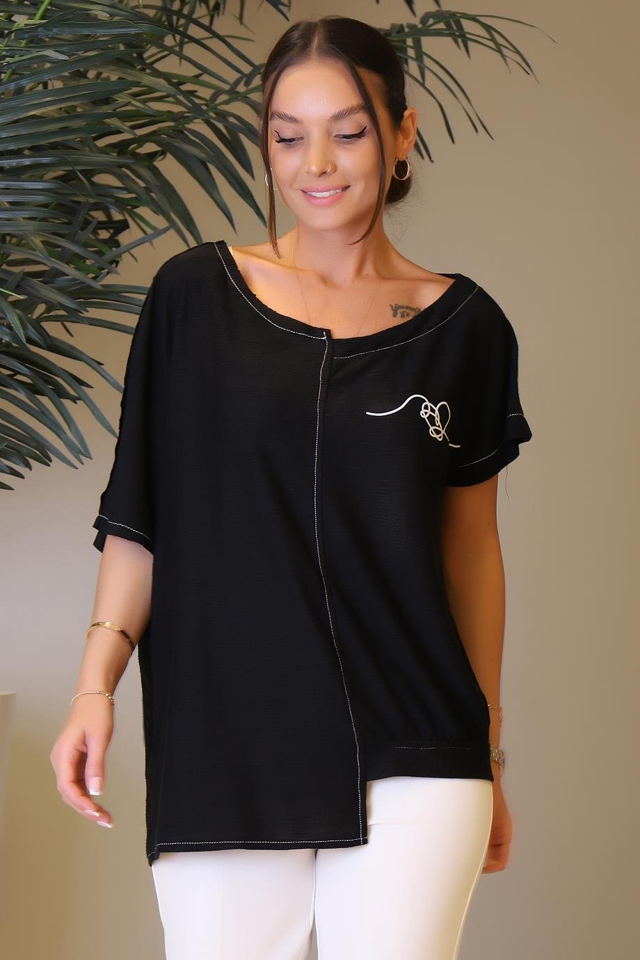 ROSE-2Y3 SOIE BLUZSİYAH