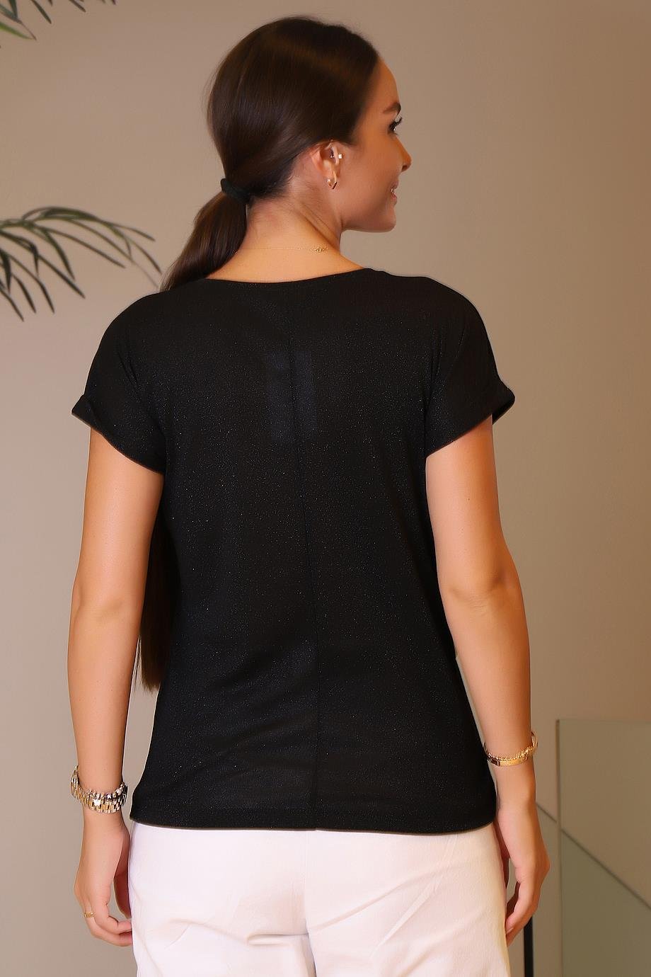 S0014170-2Y3 BUSEM TSHIRTSİYAH GÜMÜŞ