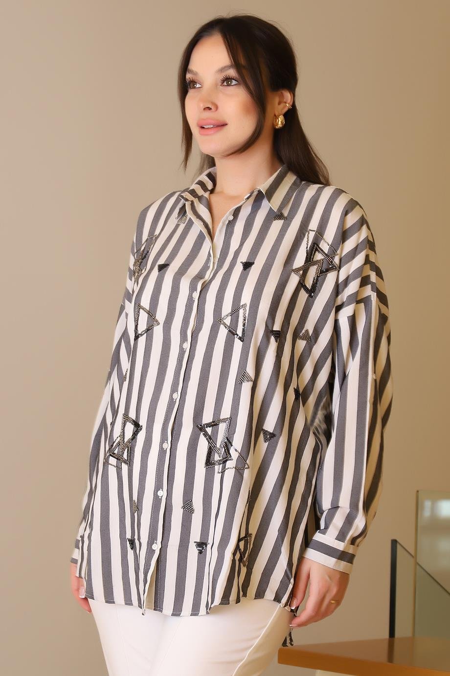 SALOON4107-2Y5 SALOON GÖMLEKGRİ BEYAZ