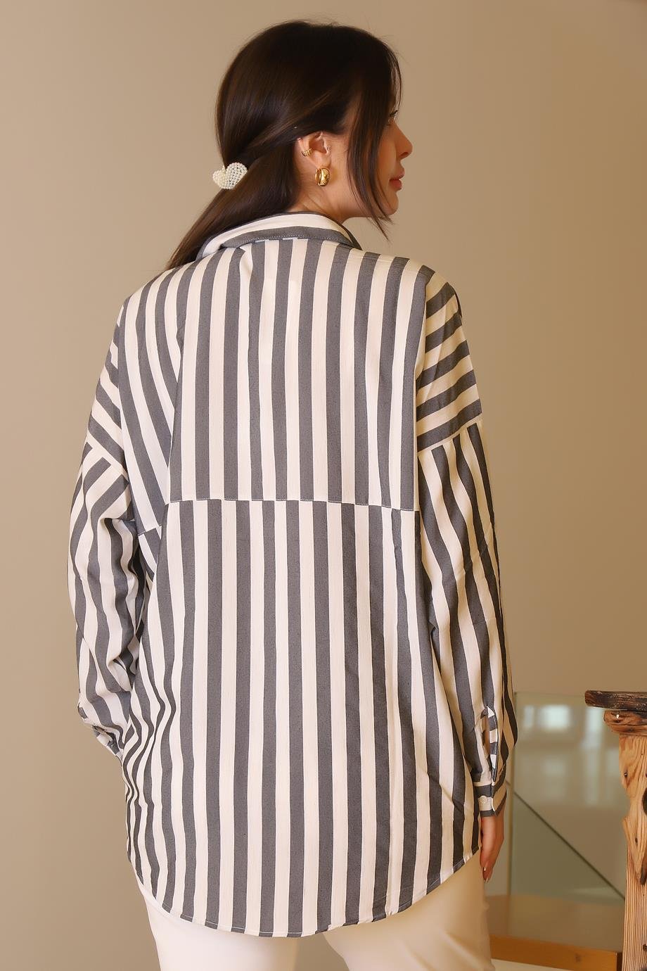 SALOON4107-2Y5 SALOON GÖMLEKGRİ BEYAZ