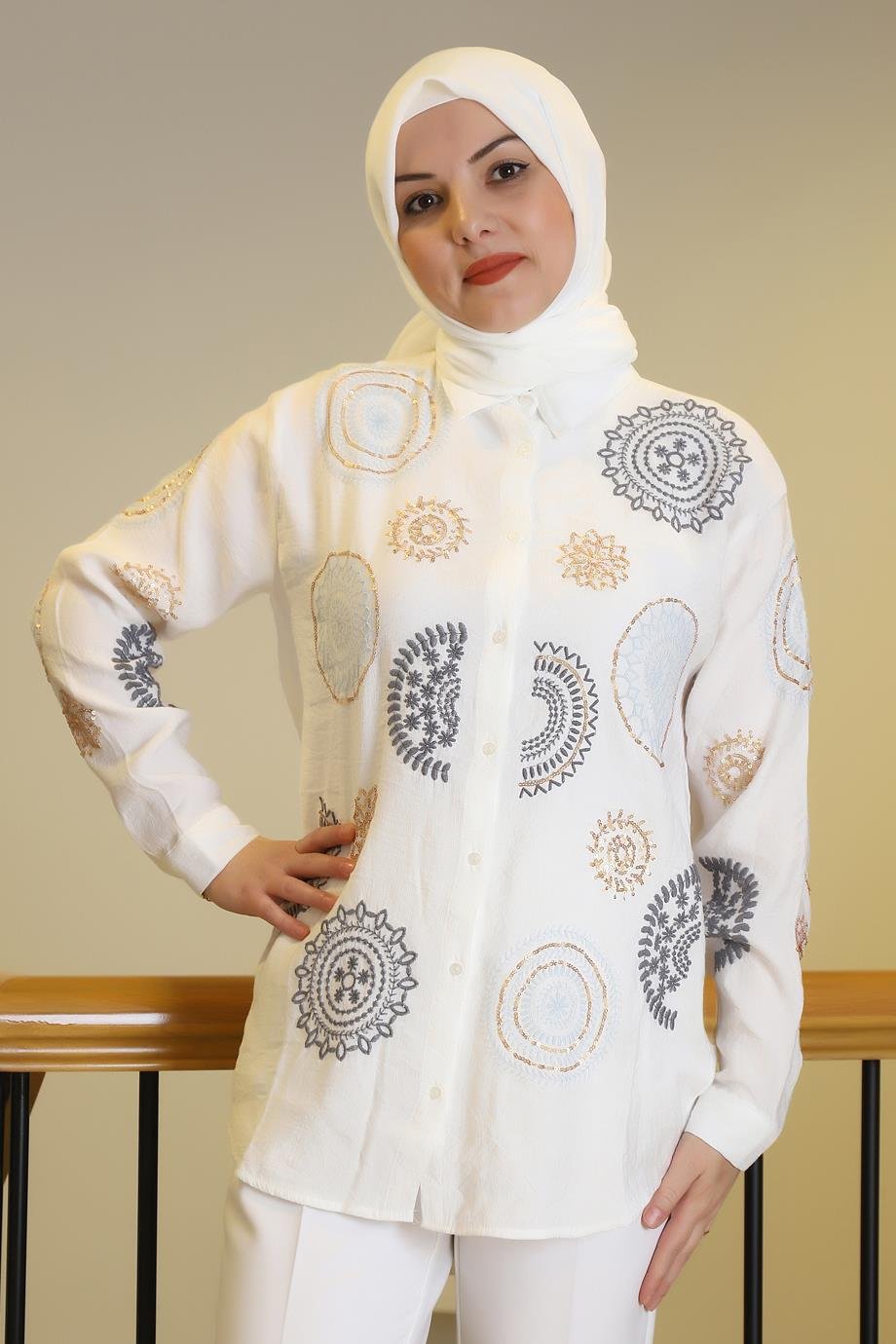 SALOON4143-2Y5 SALOON GÖMLEKEKRU