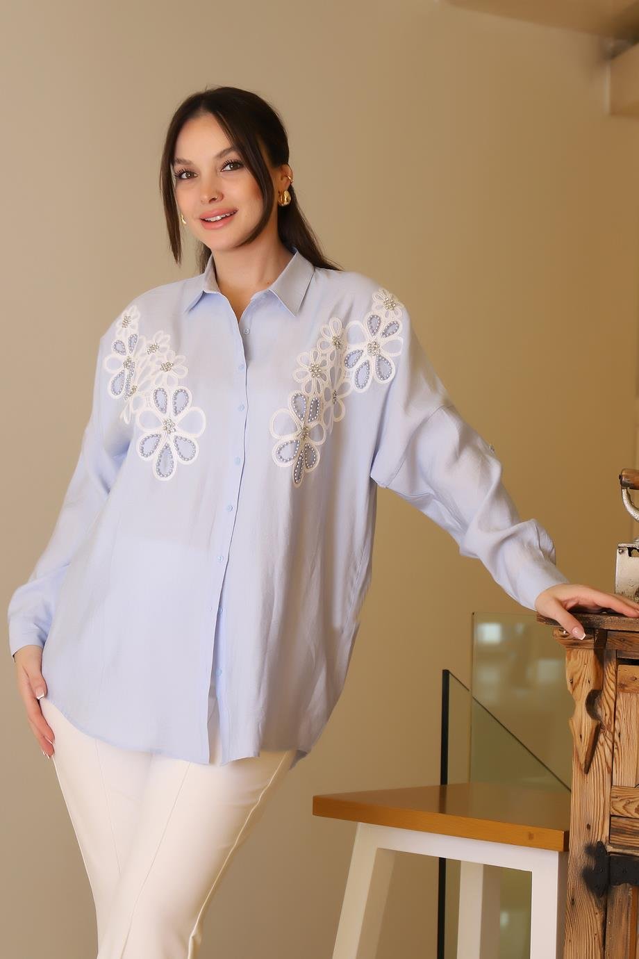 SALOON4454-2Y5 SALOON GÖMLEKMAVİ