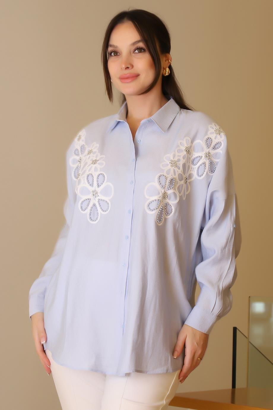 SALOON4454-2Y5 SALOON GÖMLEKMAVİ