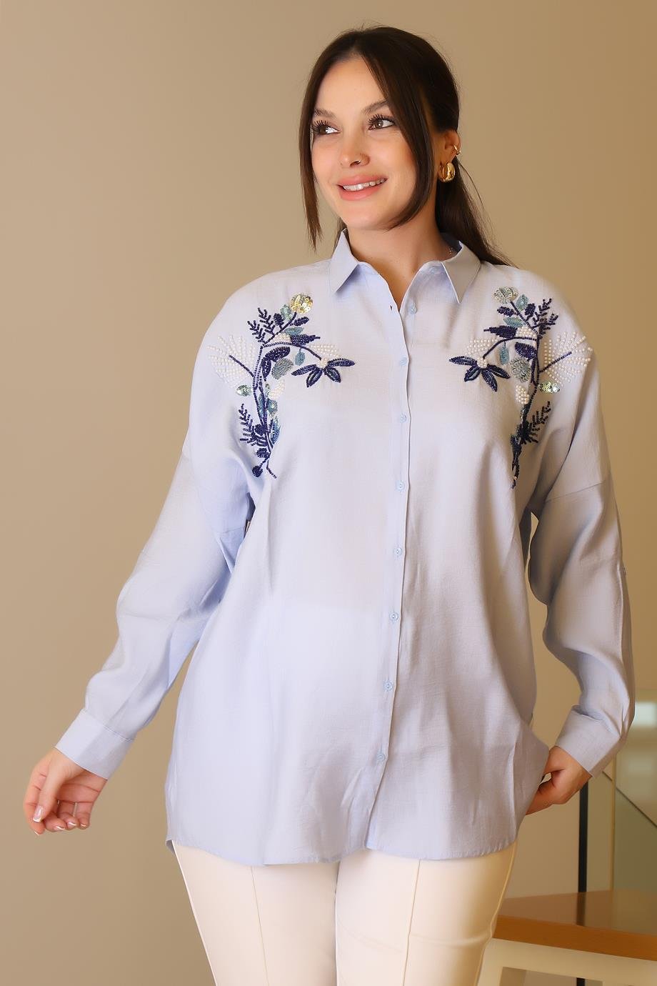 SALOON4488-2Y5 SALOON GÖMLEKMAVİ