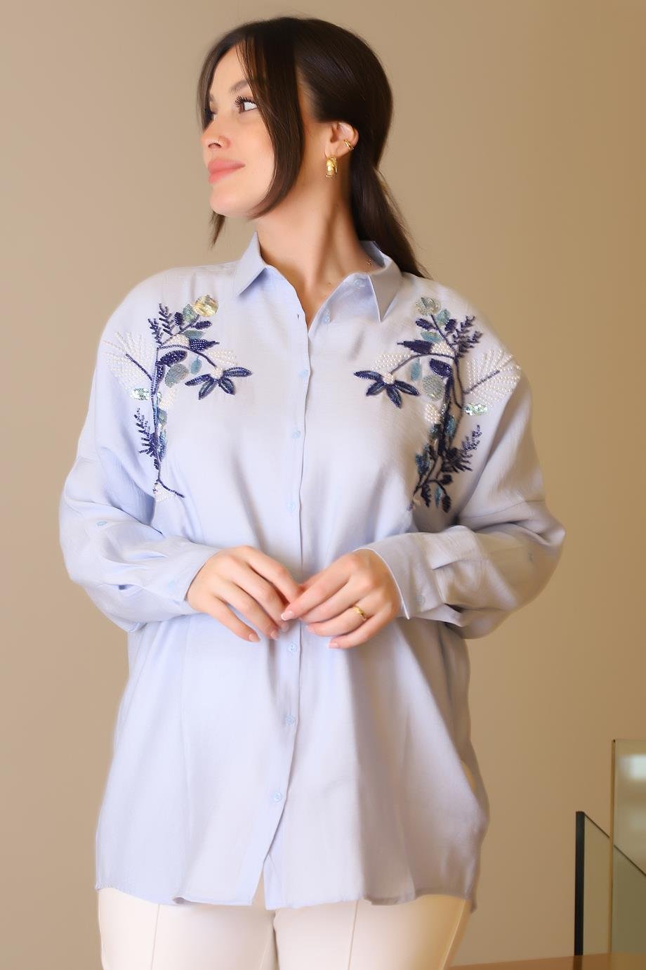 SALOON4488-2Y5 SALOON GÖMLEKMAVİ