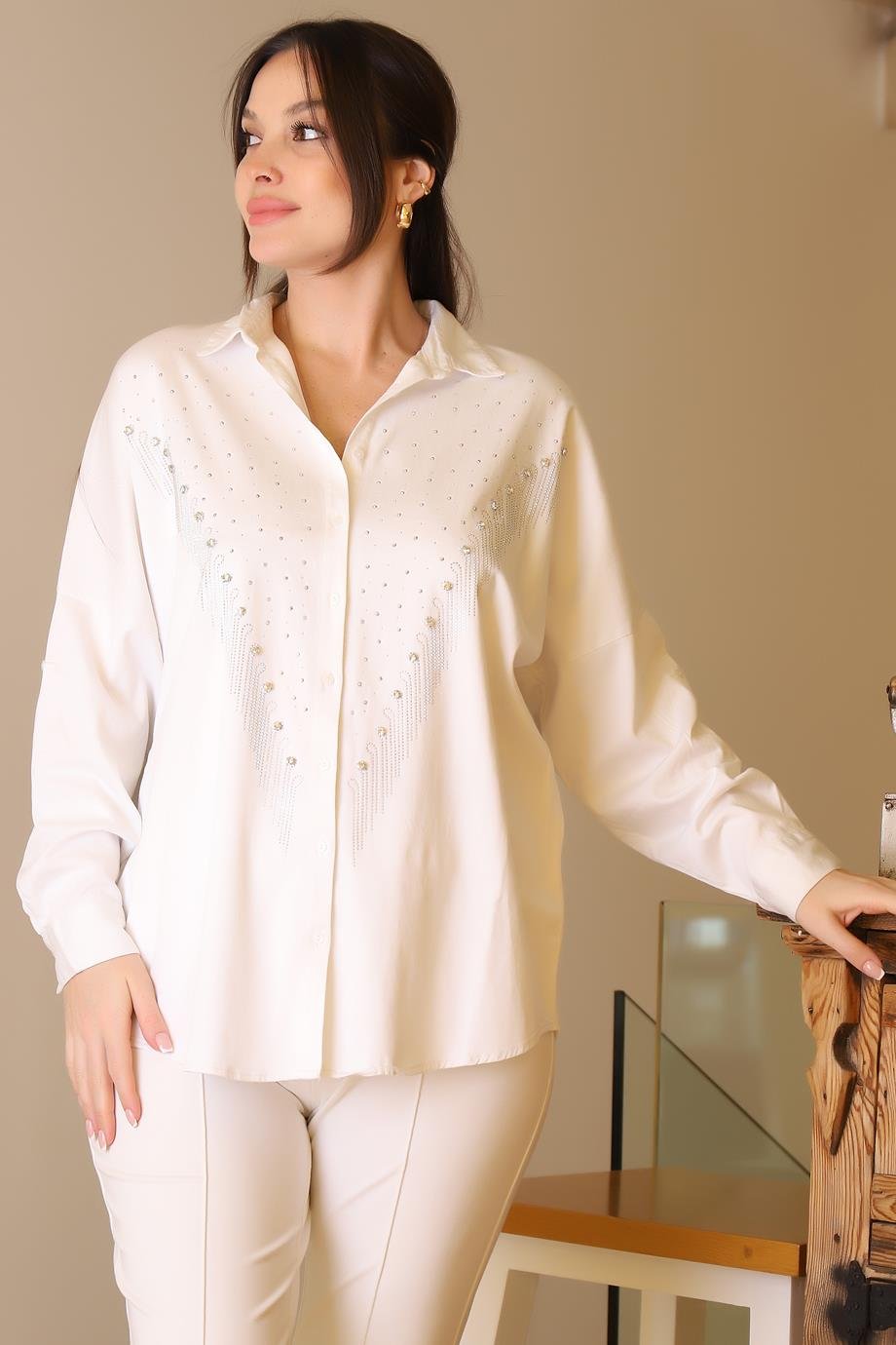 SALOON4703-2Y5 SALOON GÖMLEKEKRU