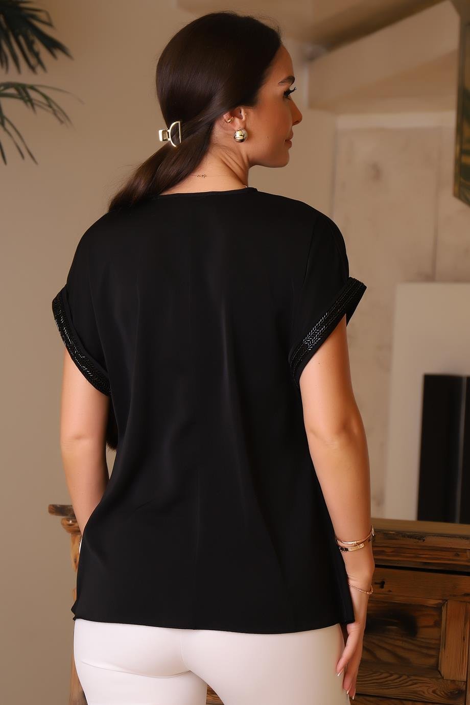 SATEEN1001-2Y4 SATEN BLUZSİYAH