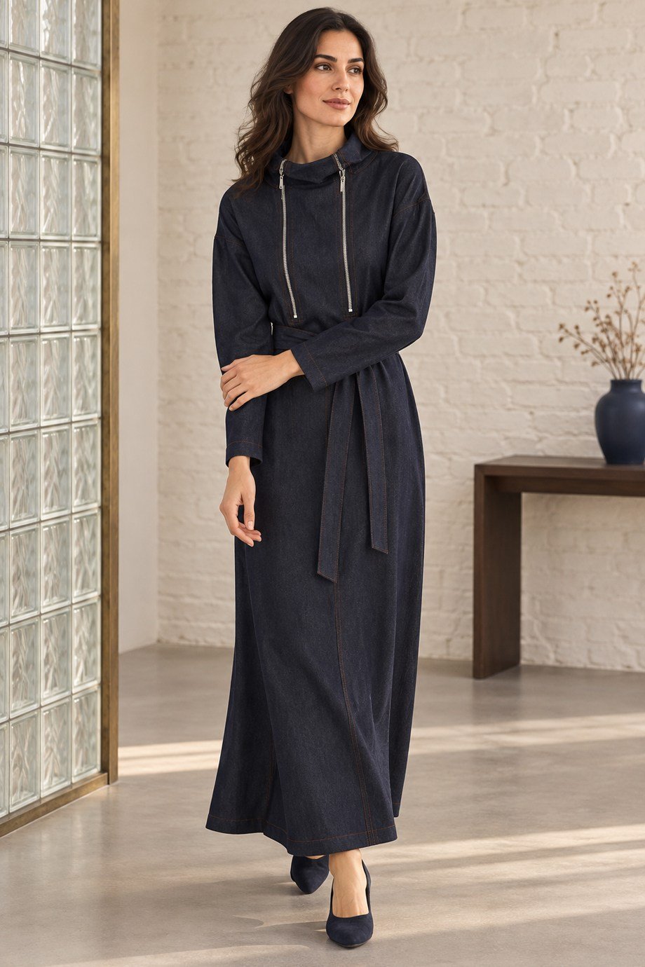 SOUL32475-2K7 SOUL ELBİSE-NAVY