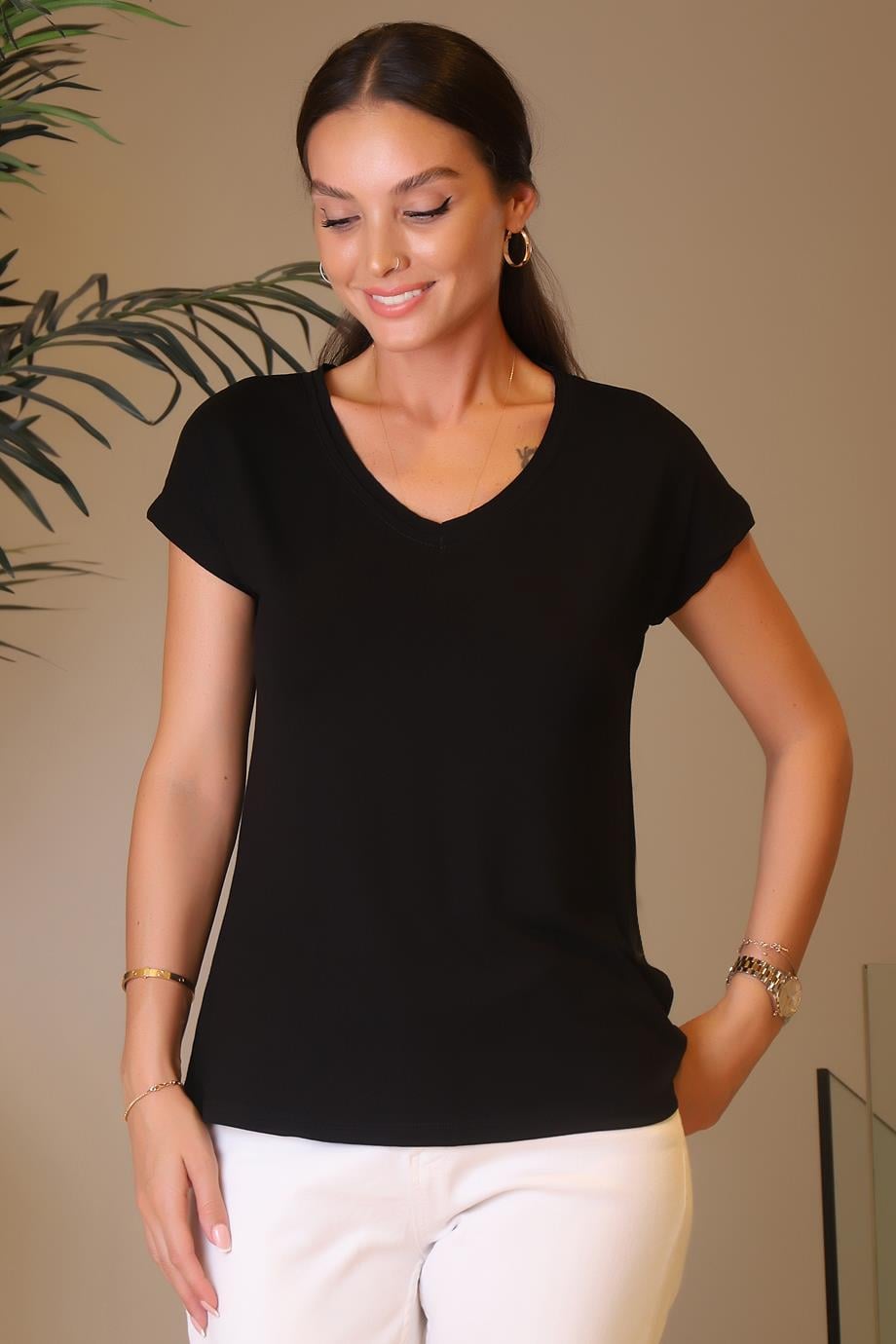 SY-0500-2Y3 SY COLL T-SHIRTSİYAH