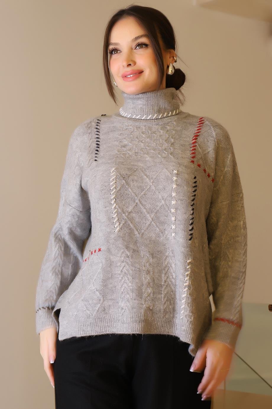 TWO MAİL22248-2K4 TWOMAİL BLUZGRİ