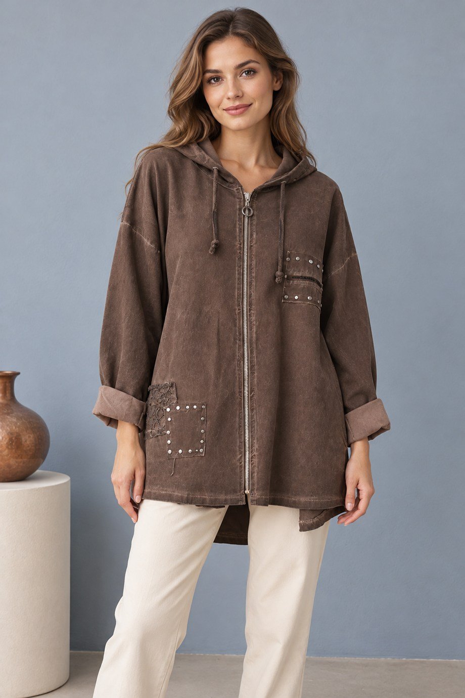 VELA11099-2K7 VELA CEKET-KAHVE